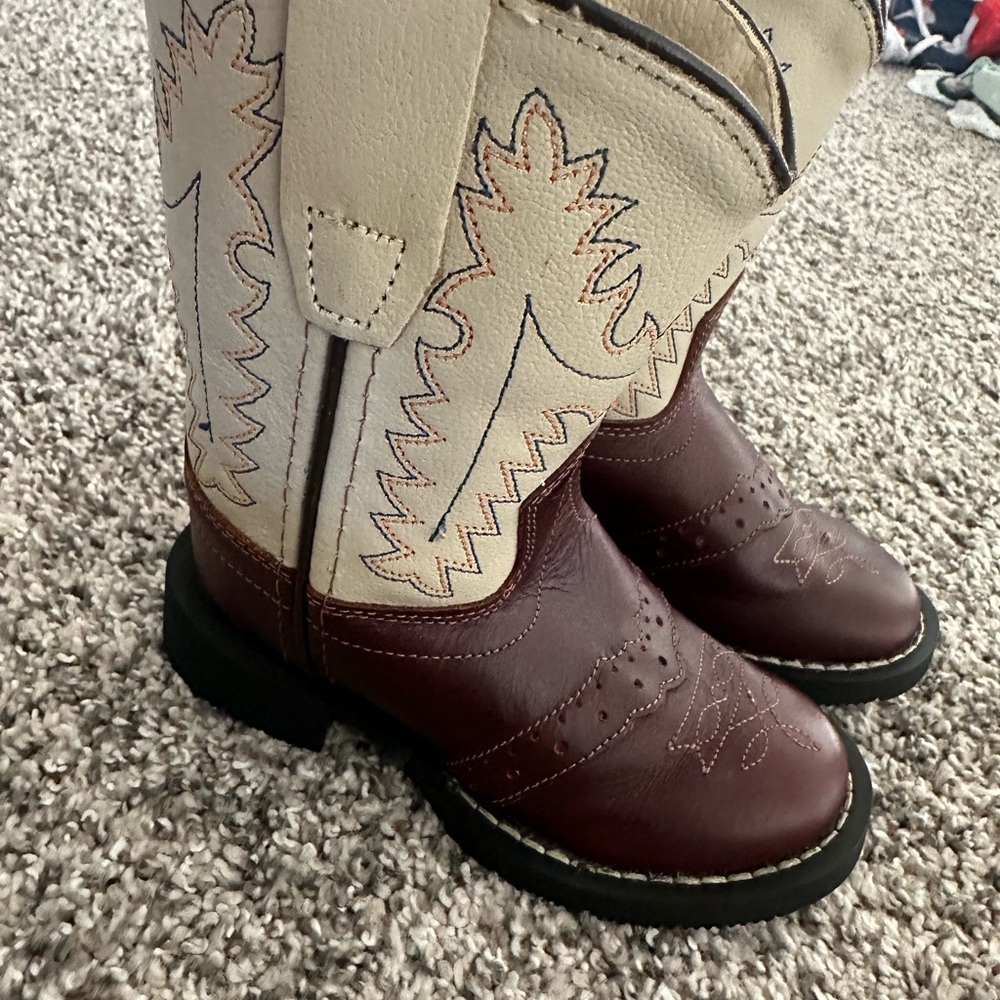 Western Cowboy Boots - Brown and Cream